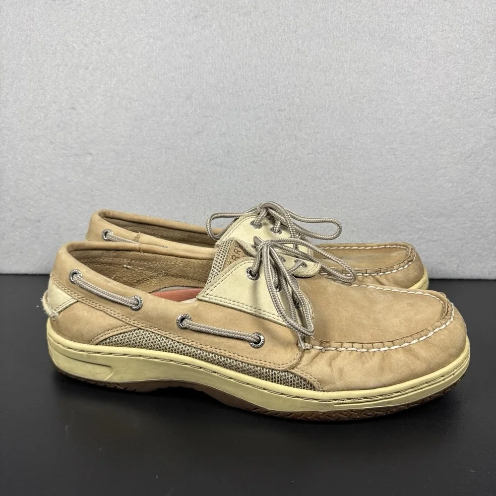 SPERRY Top Sider Men's Billfish 3 Eye Boat Shoes TAN/BEIGE 0799023 Size 9.5M